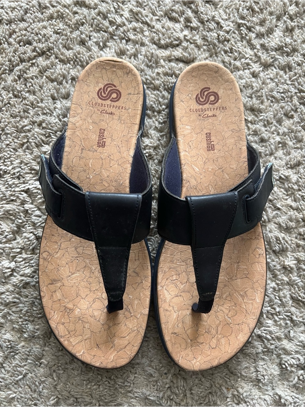 Clarks Black Cloudsteppers Women's Thong Sandals